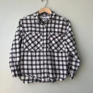 Zara Kids Size 11-12 Plaid  Check Shirt Button Down‎ Cotton Black White